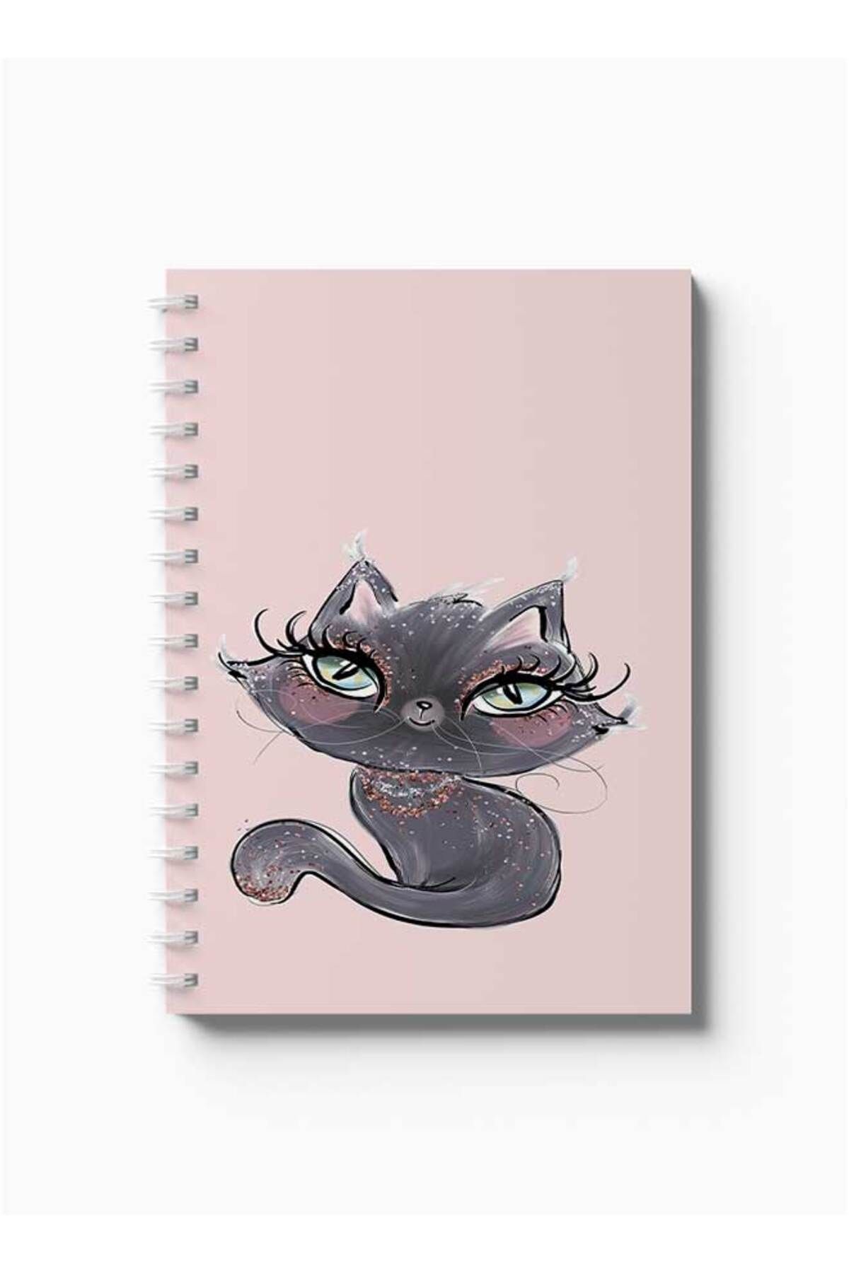 LOWHA-Spiral Notebook with Front and Back Hard Covers Featuring Cat Design 5