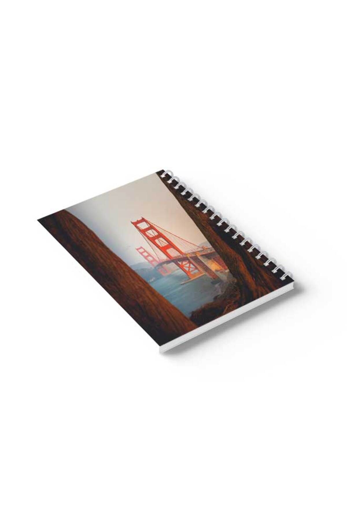 LOWHA-Spiral Notebook with Front and Back Hard Covers Featuring Golden Gate Bridge Design 6