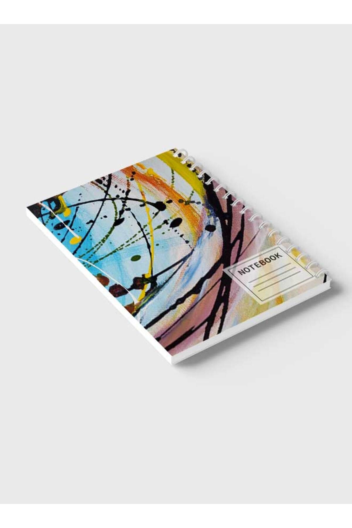 LOWHA-Spiral Notebook with Front and Back Hard Covers Featuring Splattered Paint Design 6