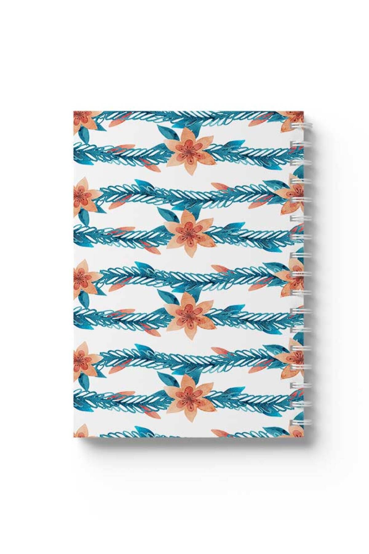 LOWHA-Spiral Notebook with Front and Back Hard Covers Featuring Floral Pattern Design 1