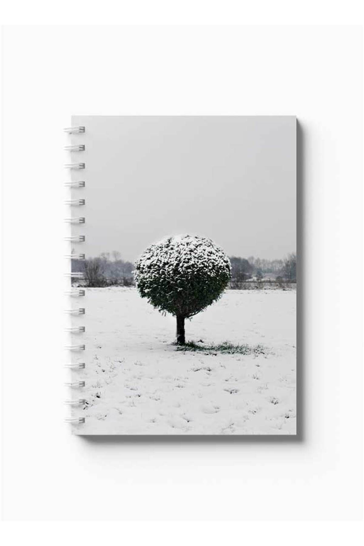 LOWHA-Spiral Notebook with Front and Back Hard Covers Featuring Tree in the Snow Design 5