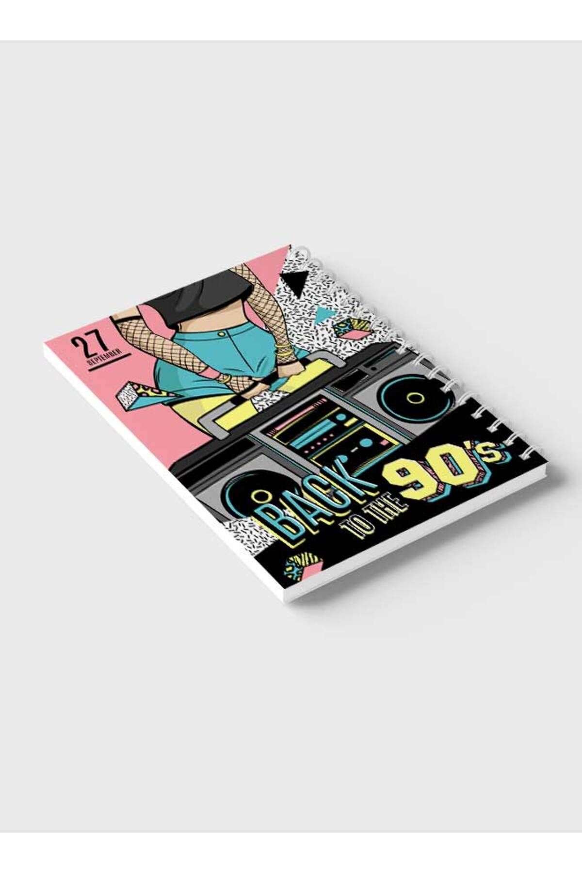 LOWHA-Spiral Notebook with Front and Back Hard Covers Featuring Back to the 90's Design 6