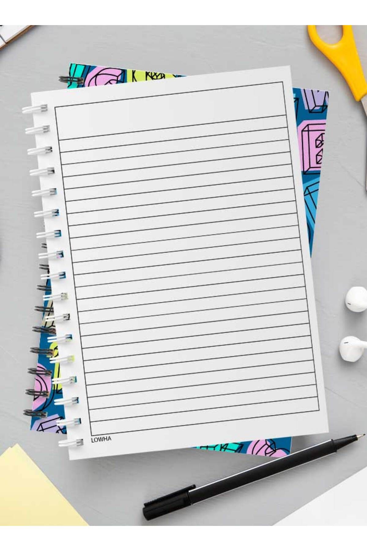 LOWHA-Spiral Notebook with Front and Back Hard Covers Featuring Colored Bold Letters Design 3