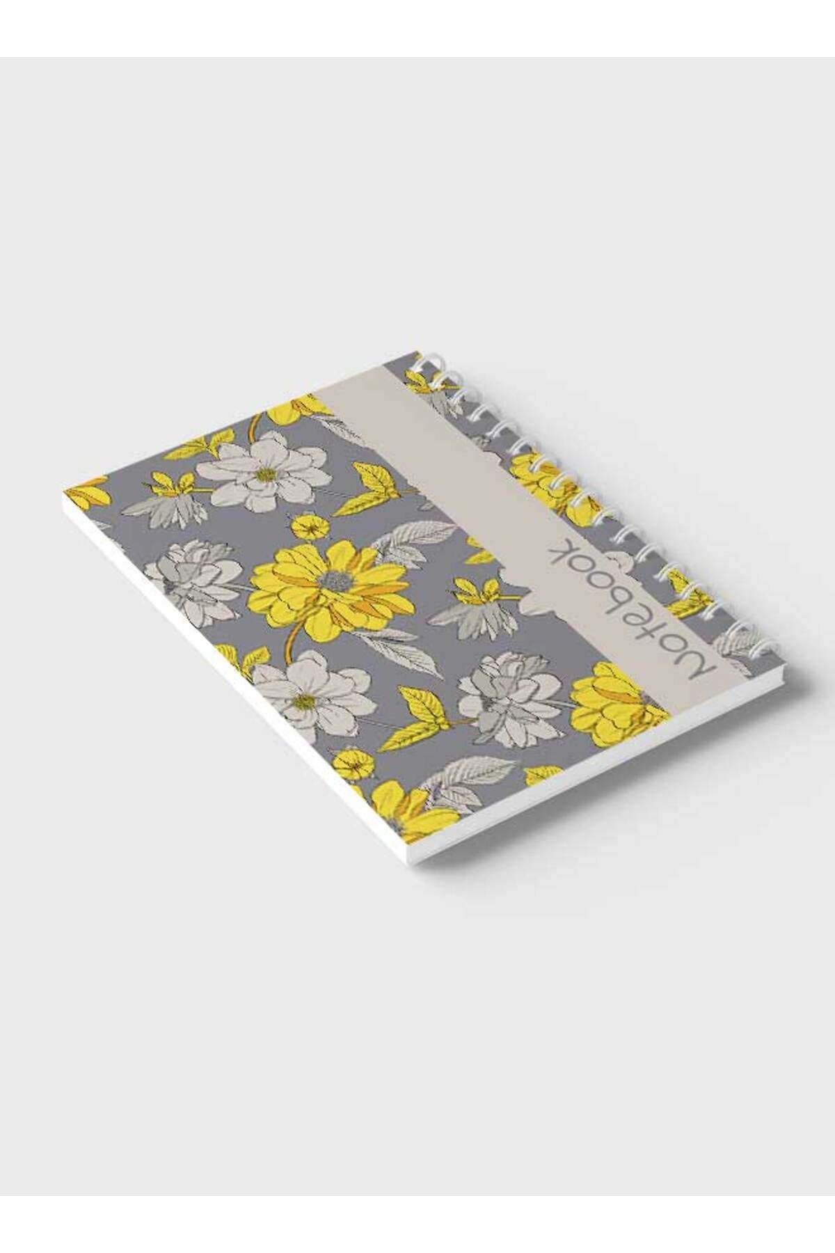 LOWHA-Spiral Notebook with Front and Back Hard Covers Featuring Abstract Floral Vector Design 6
