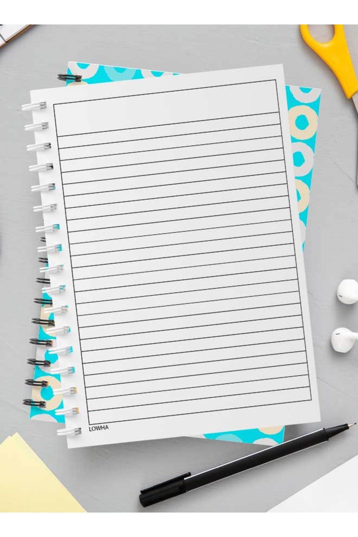 LOWHA-Spiral Notebook with Front and Back Hard Covers Featuring Seamlesss Circles Design 3