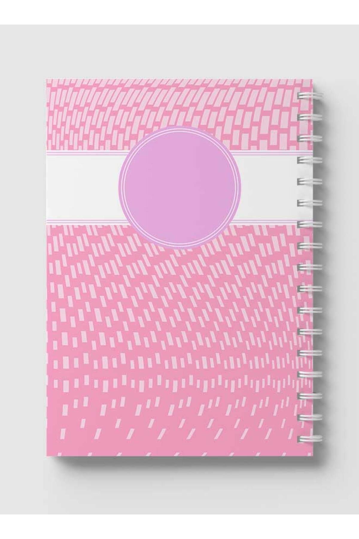LOWHA-Spiral Notebook with Front and Back Hard Covers Featuring Abstract Pink & White Cube Design 5