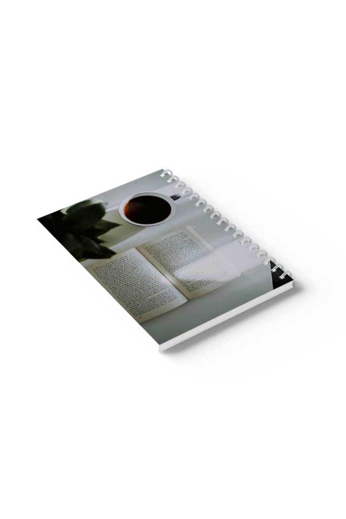 LOWHA-Spiral Notebook with Front and Back Hard Covers Featuring Book with Coffee Design 6