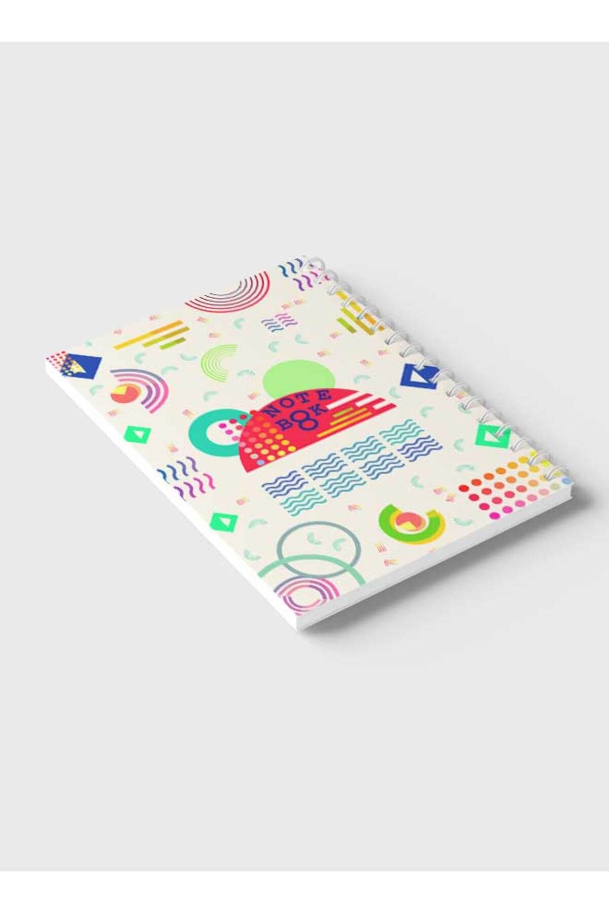 LOWHA-Spiral Notebook with Front and Back Hard Covers Featuring Memphis Geometric Design 6