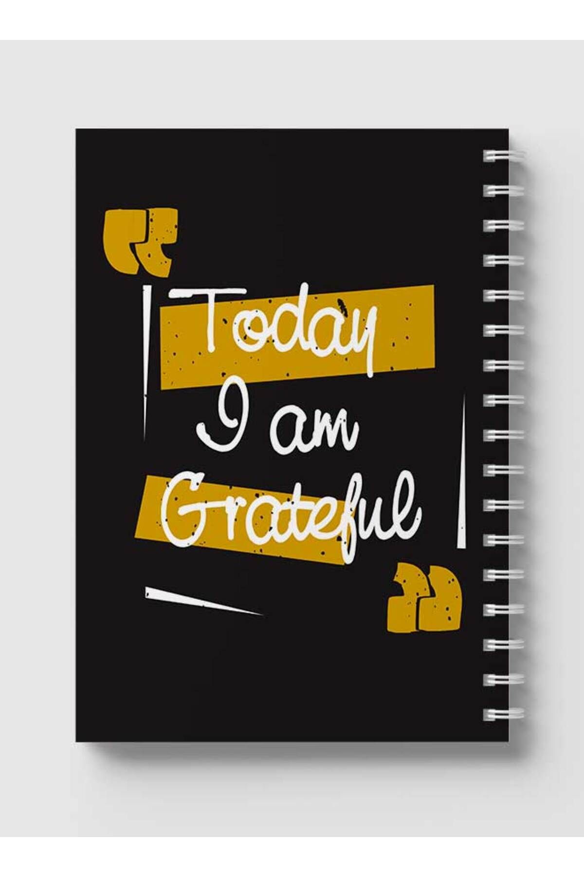LOWHA-Spiral Notebook with Front and Back Hard Covers Featuring Today I am Grateful Design 5