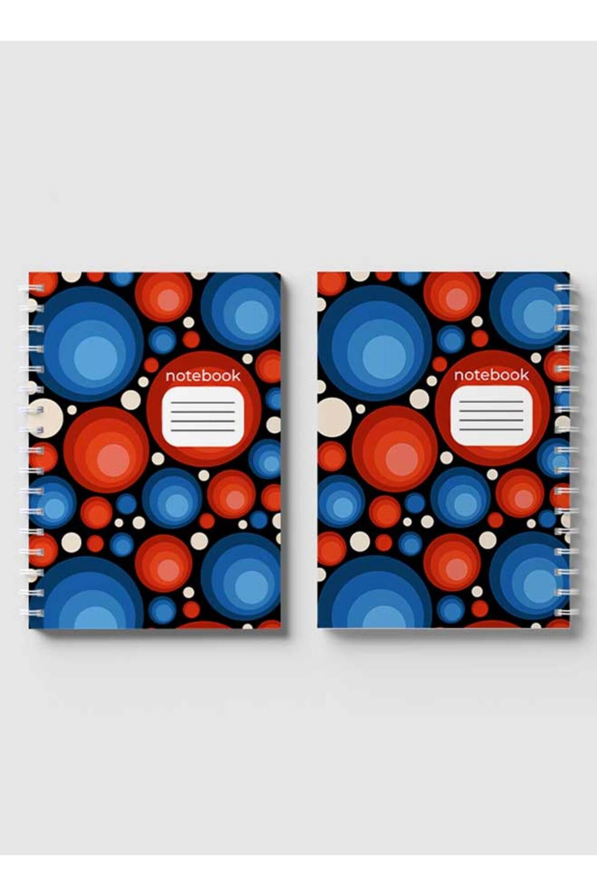 LOWHA-Spiral Notebook with Front and Back Hard Covers Featuring Seamless Colorful Circles Design 4