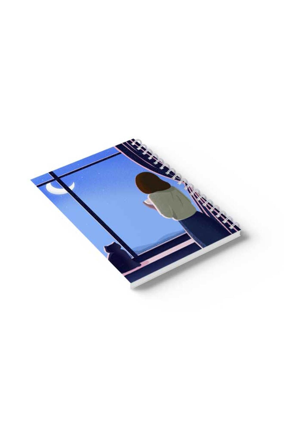 LOWHA-Spiral Notebook with Front and Back Hard Covers Featuring Through the Window Design 6
