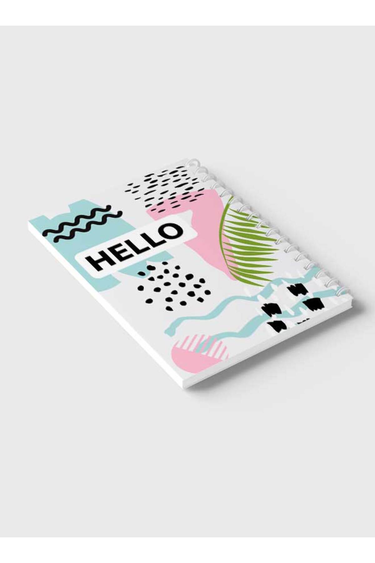 LOWHA-Spiral Notebook with Front and Back Hard Covers Featuring Hello Design 6