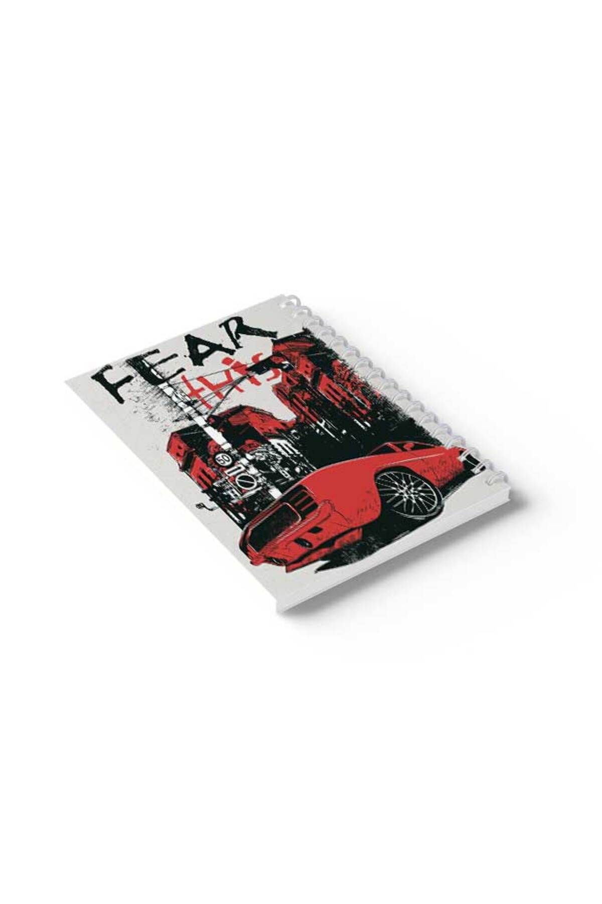LOWHA-Spiral Notebook with Front and Back Hard Covers Featuring Fear This with Car Design 6