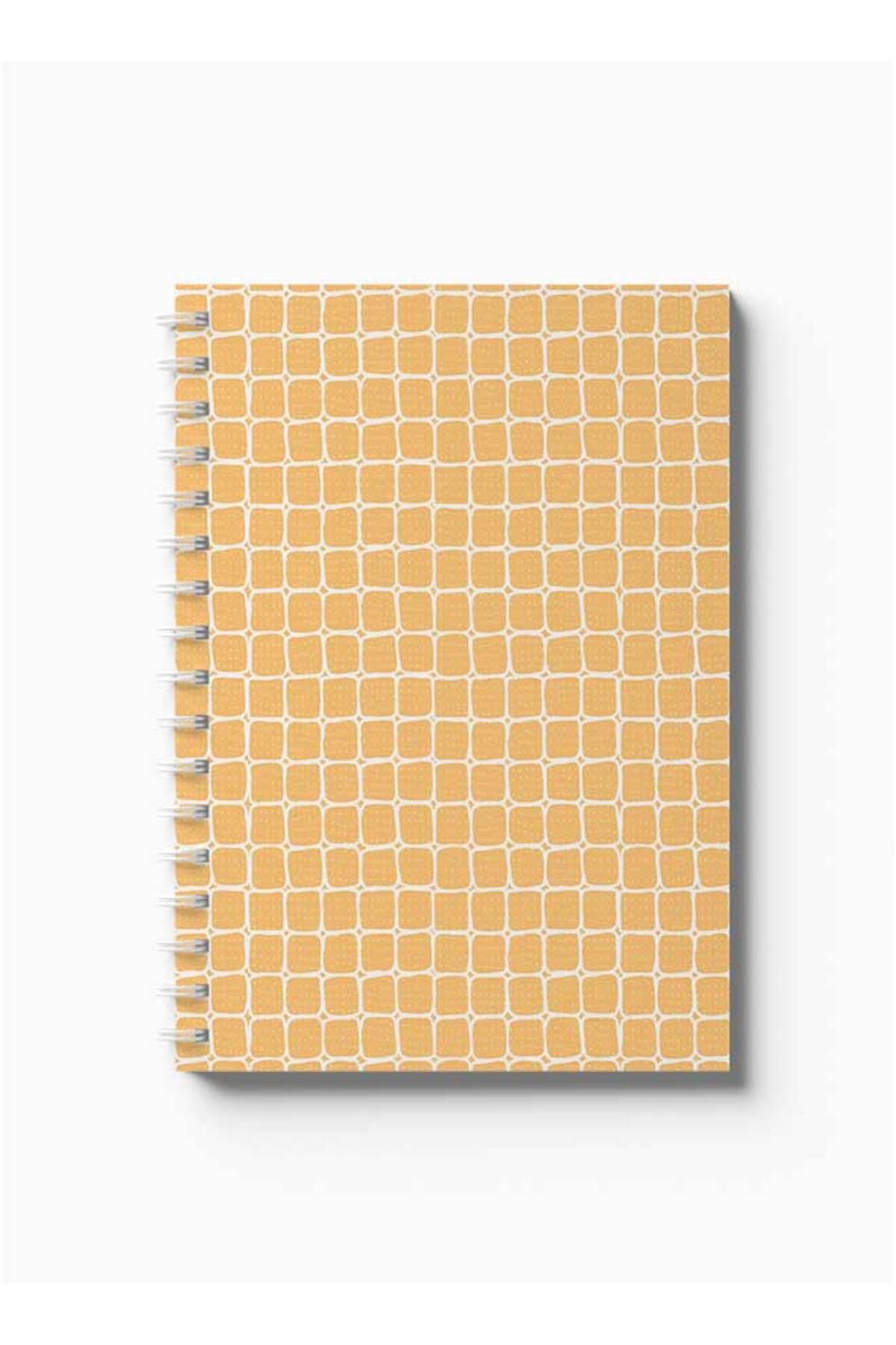 LOWHA-Spiral Notebook with Front and Back Hard Covers Featuring Squares Design 5