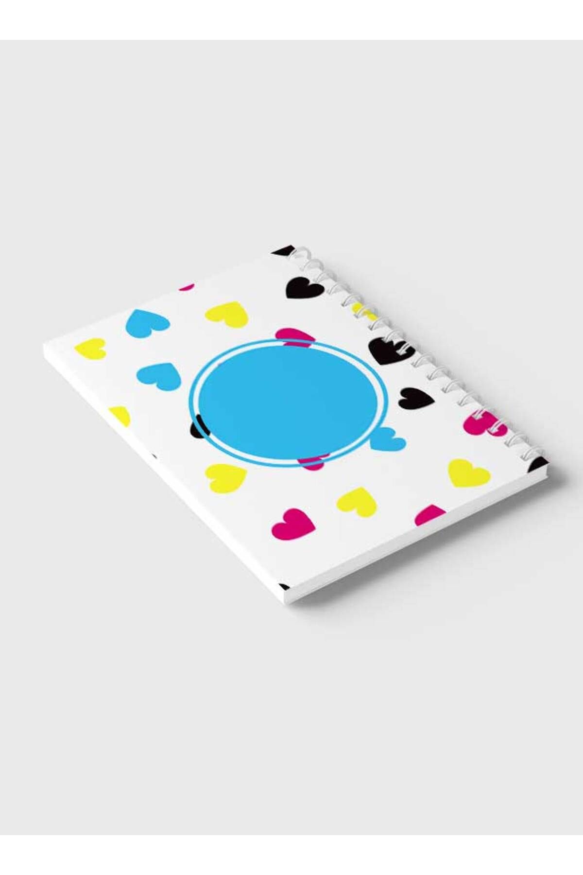 LOWHA-Spiral Notebook with Front and Back Hard Covers Featuring Colored Hearts Design 6