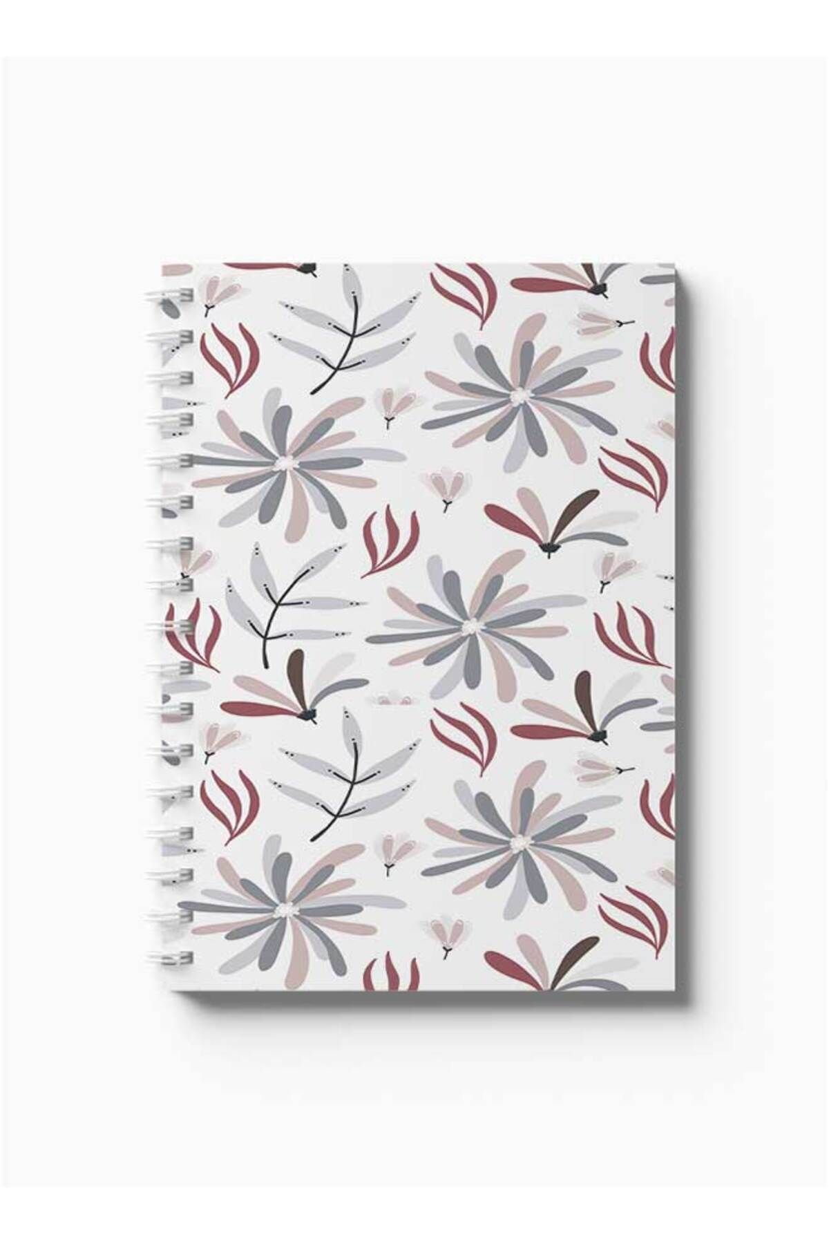 LOWHA-Spiral Notebook with Front and Back Hard Covers Featuring Floral Pattern Design 5