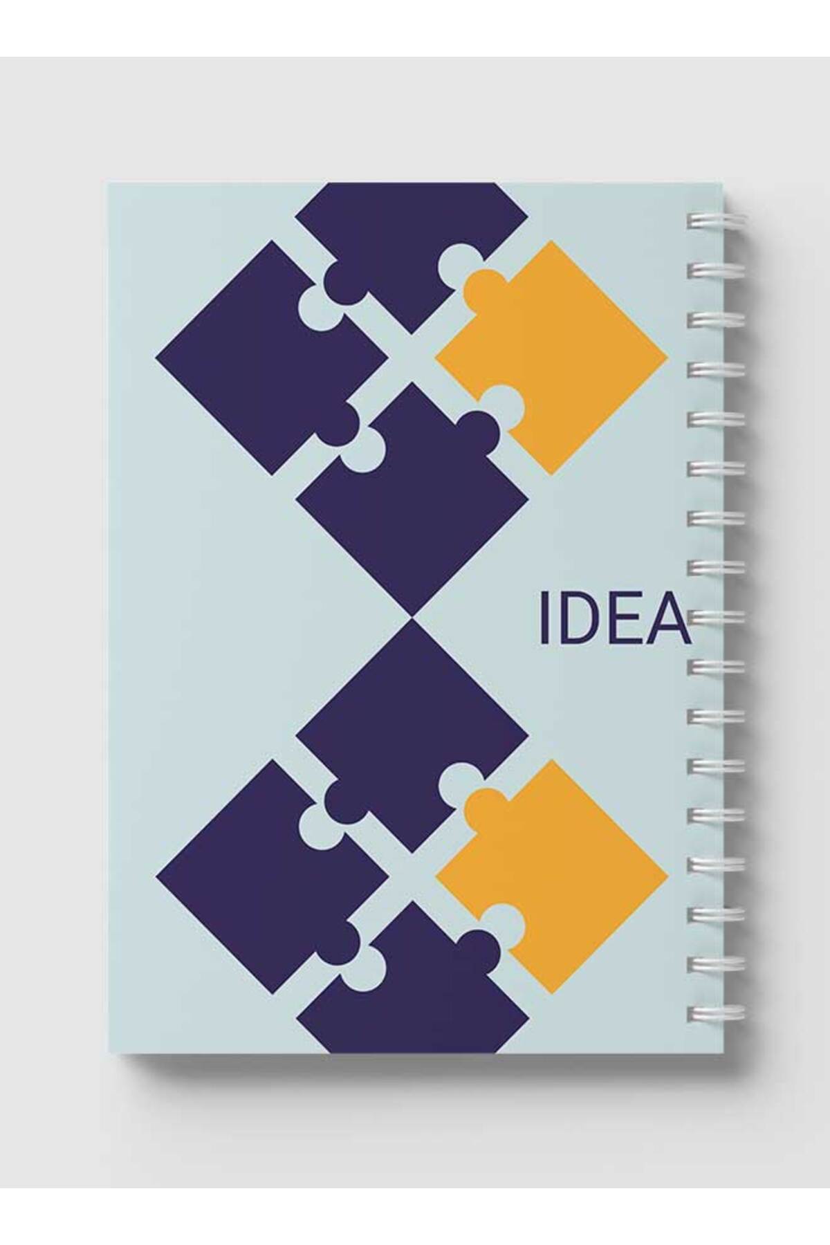 LOWHA-Spiral Notebook with Front and Back Hard Covers Featuring Idea Puzzle Design 5