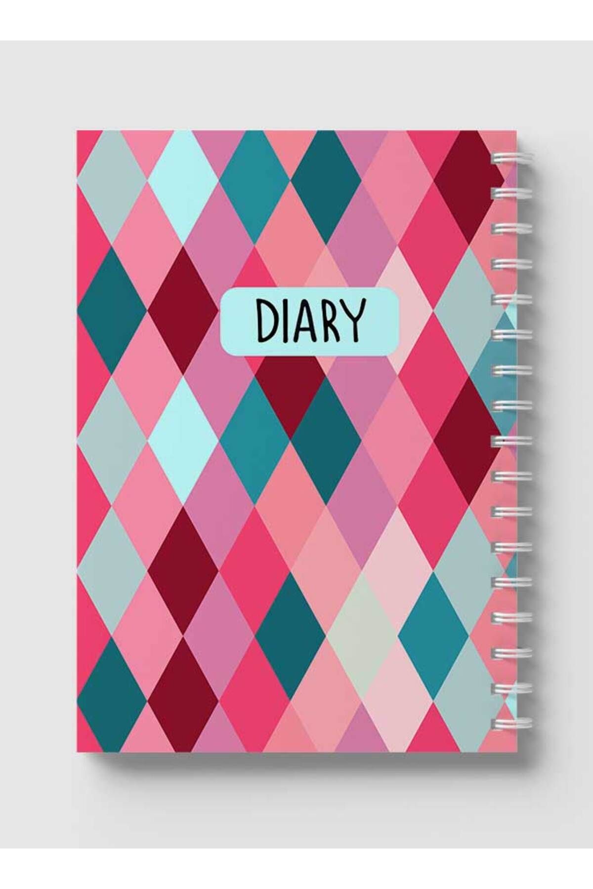 LOWHA-Spiral Notebook with Front and Back Hard Covers Featuring Seamlesss Rhombuses Design 5