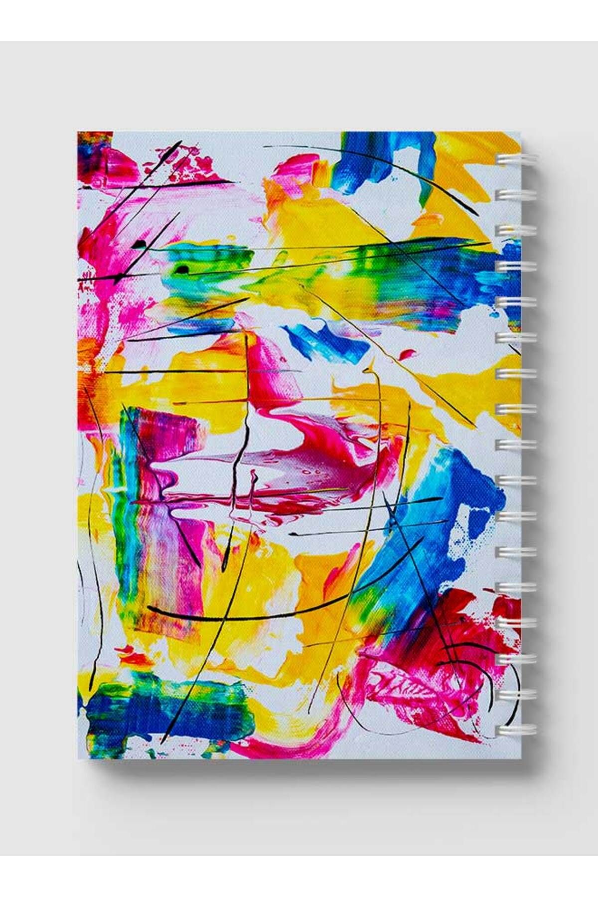 LOWHA-Spiral Notebook with Front and Back Hard Covers Featuring Canvas Style Wall Paint Design 5