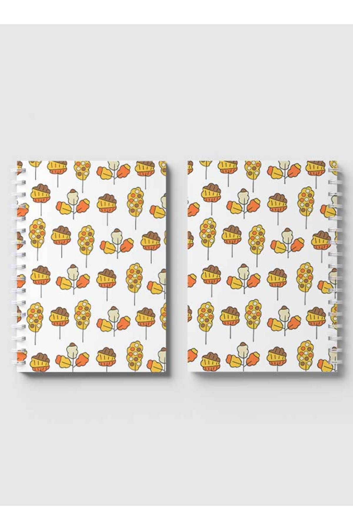 LOWHA-Spiral Notebook with Front and Back Hard Covers Featuring Leaves Draw Design 4