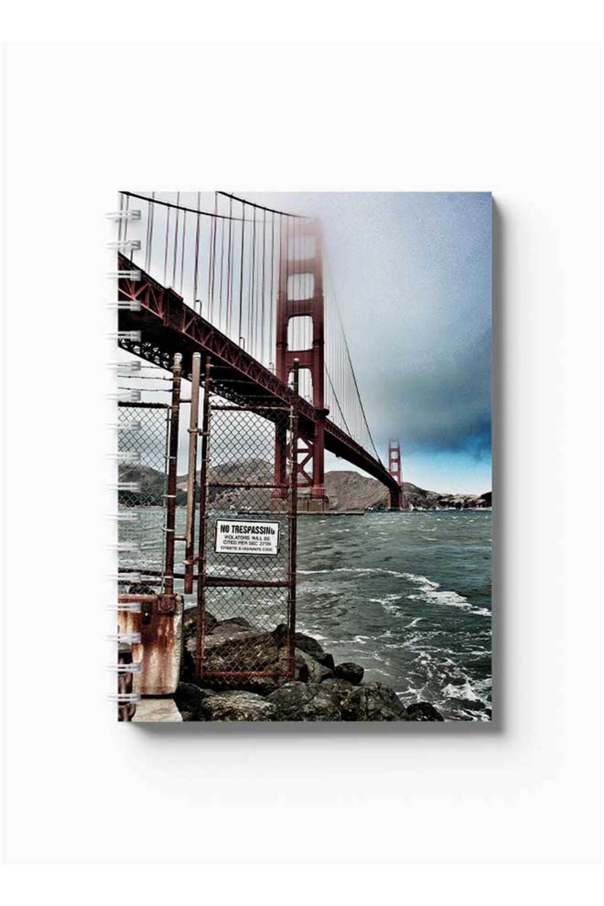 LOWHA-Spiral Notebook with Front and Back Hard Covers Featuring Golden Gate Bridge Design 5