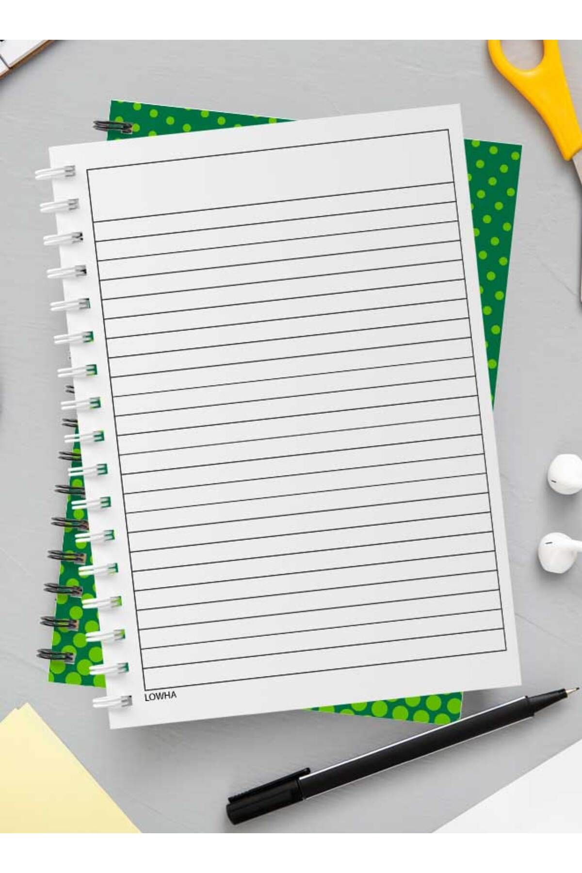 LOWHA-Spiral Notebook with Front and Back Hard Covers Featuring Circular Halftone Green Design 3