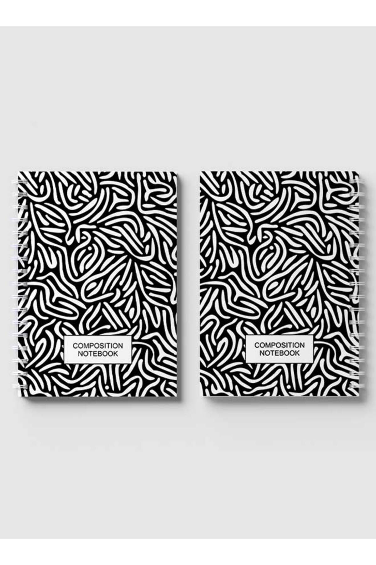 LOWHA-Spiral Notebook with Front and Back Hard Covers Featuring Abstract Shapes Design 4