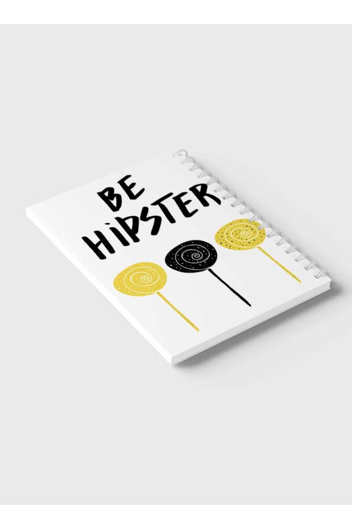 LOWHA-Spiral Notebook with Front and Back Hard Covers Featuring Be Hipster & Lollipops Design 6