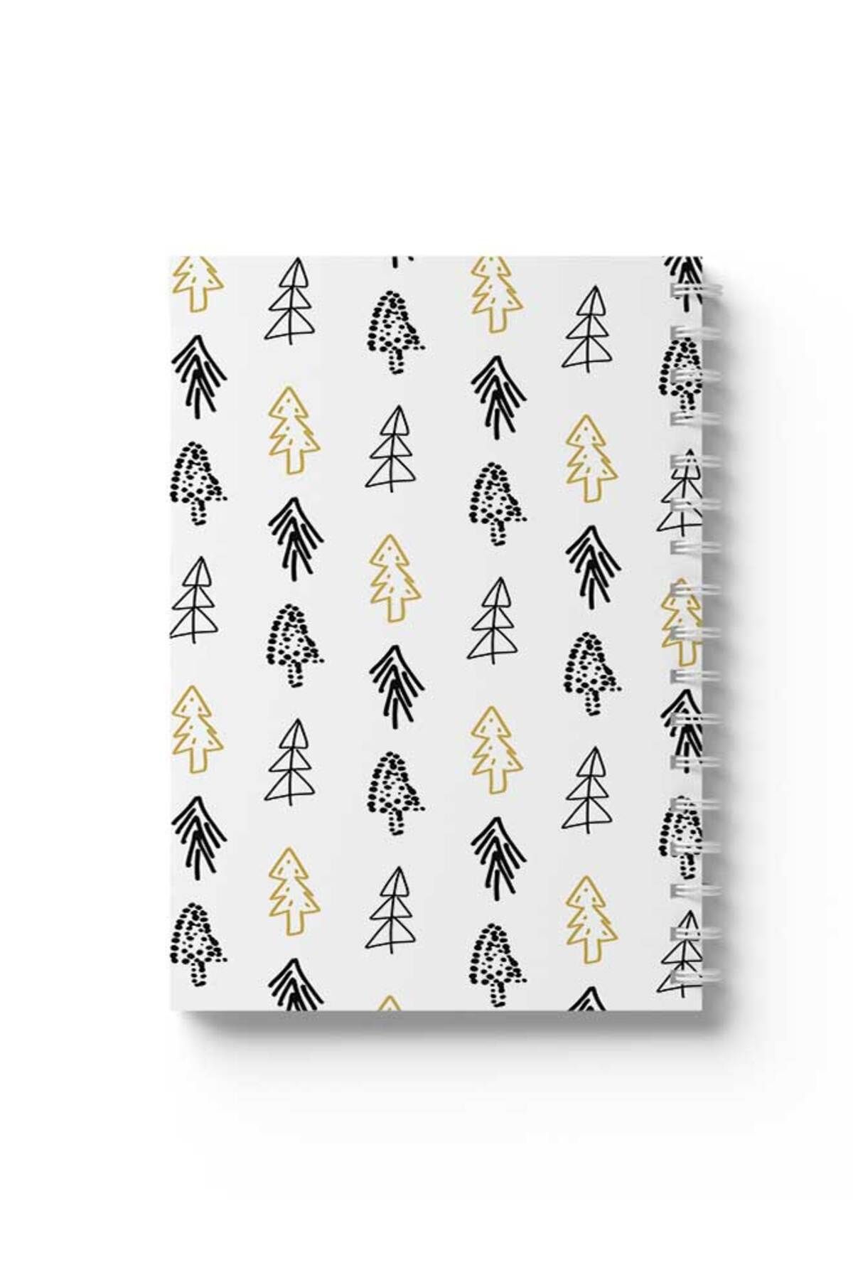 LOWHA-Spiral Notebook with Front and Back Hard Covers Featuring Pine Trees Design 1