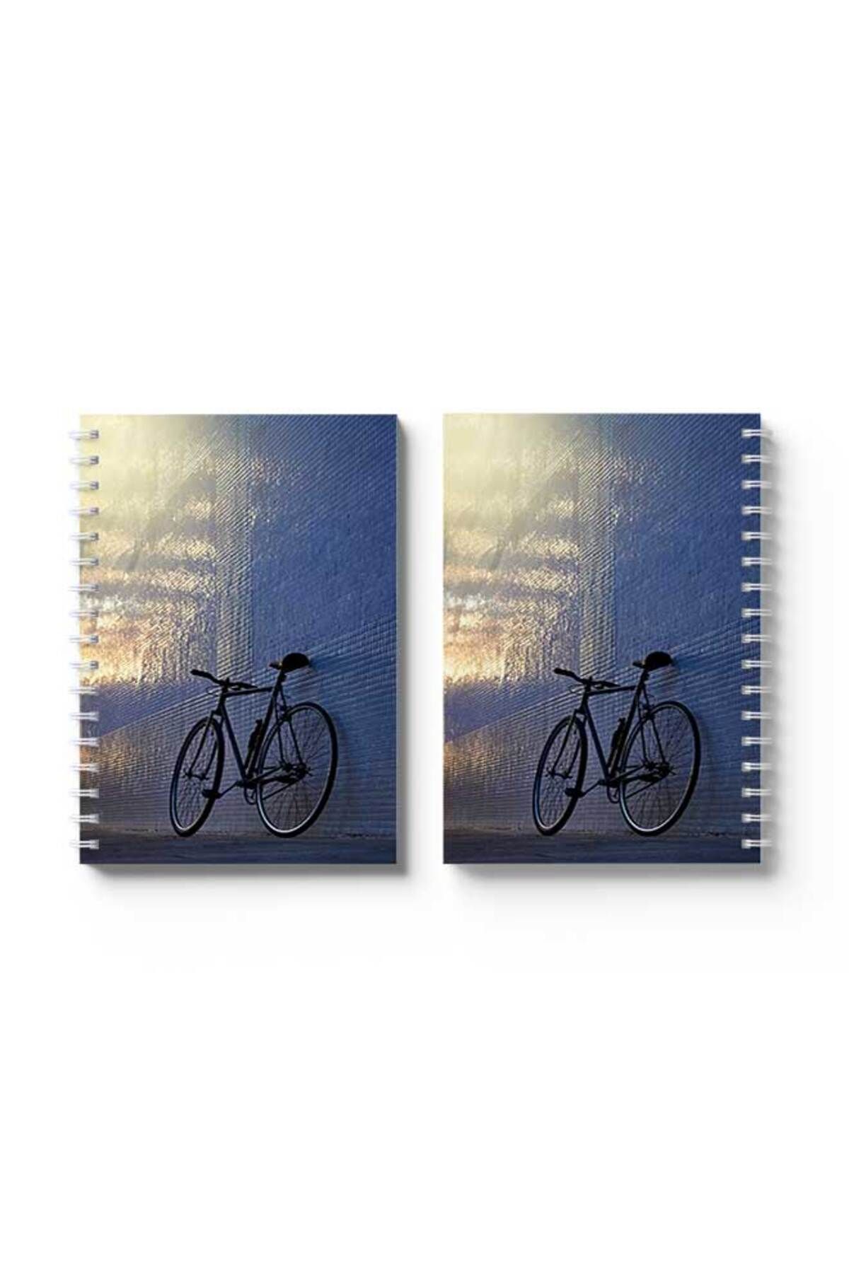 LOWHA-Spiral Notebook with Front and Back Hard Covers Featuring Bicycle Design 4
