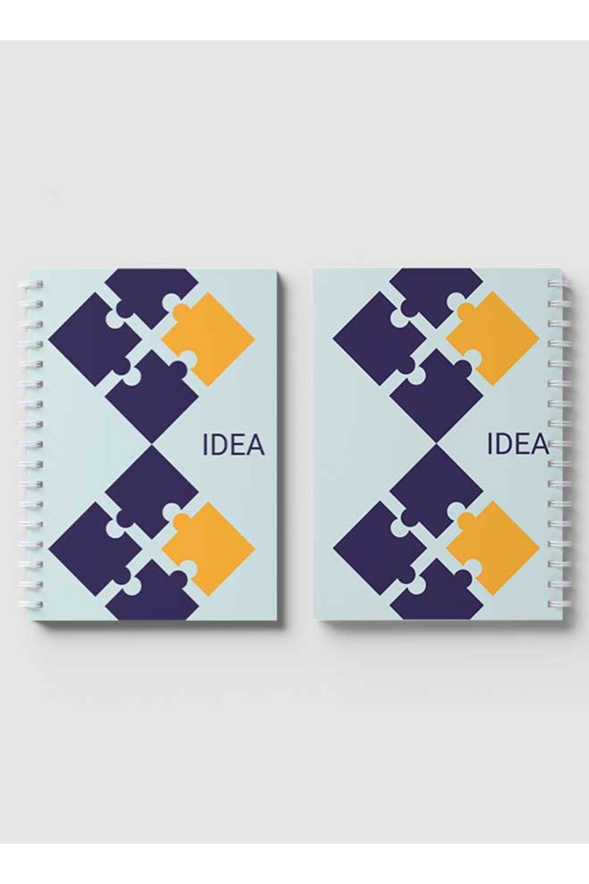 LOWHA-Spiral Notebook with Front and Back Hard Covers Featuring Idea Puzzle Design 4
