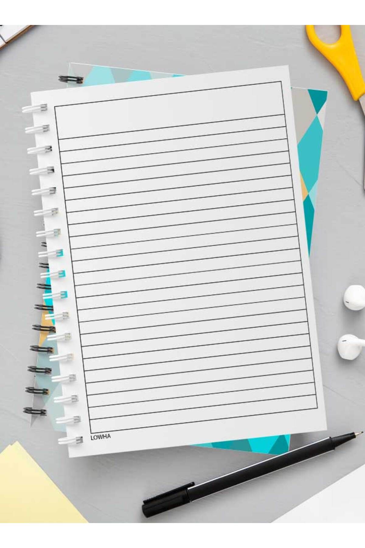 LOWHA-Spiral Notebook with Front and Back Hard Covers Featuring Seamlesss Rhombuses Design 3