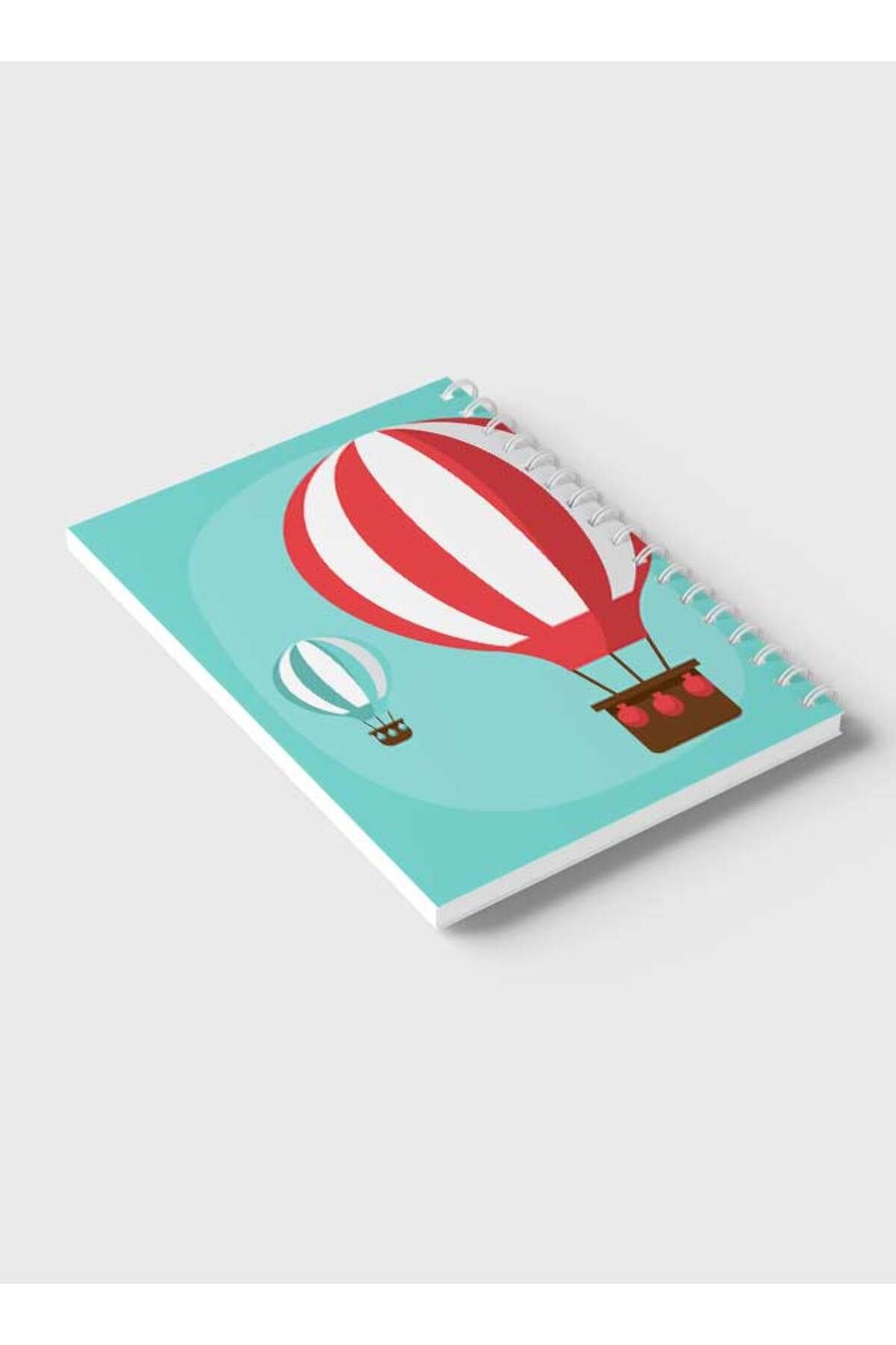LOWHA-Spiral Notebook with Front and Back Hard Covers Featuring Flying Balloons Vector Design 6