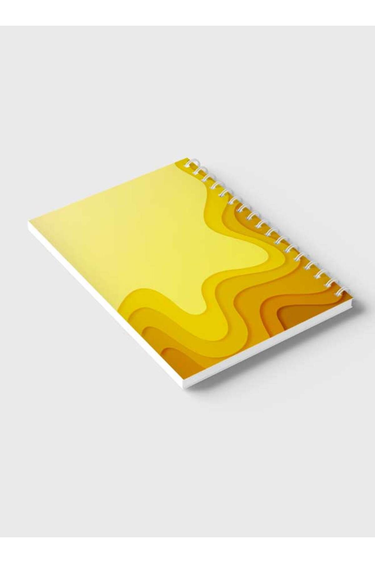 LOWHA-Spiral Notebook with Front and Back Hard Covers Featuring Abstract Yellow Paper Cut Style Design 6