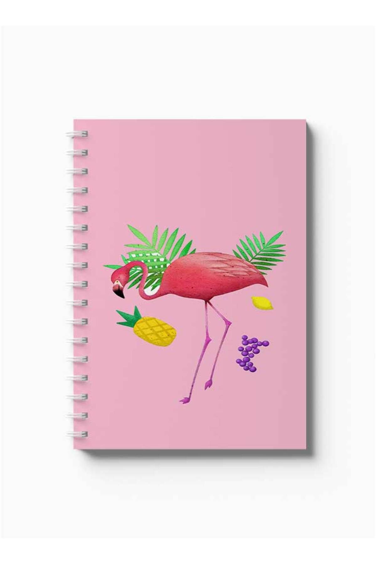 LOWHA-Spiral Notebook with Front and Back Hard Covers Featuring Flamingo Design 5