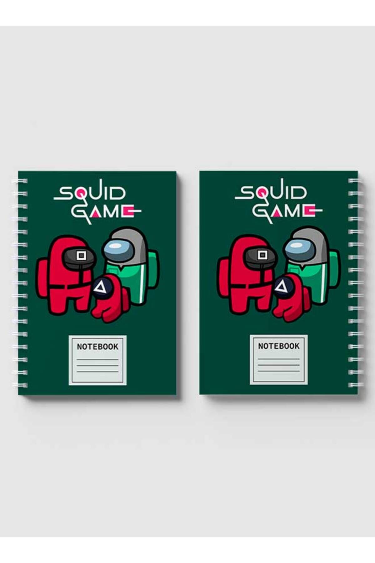 LOWHA-Spiral Notebook with Front and Back Hard Covers Featuring Doodle Squide Game Design 4