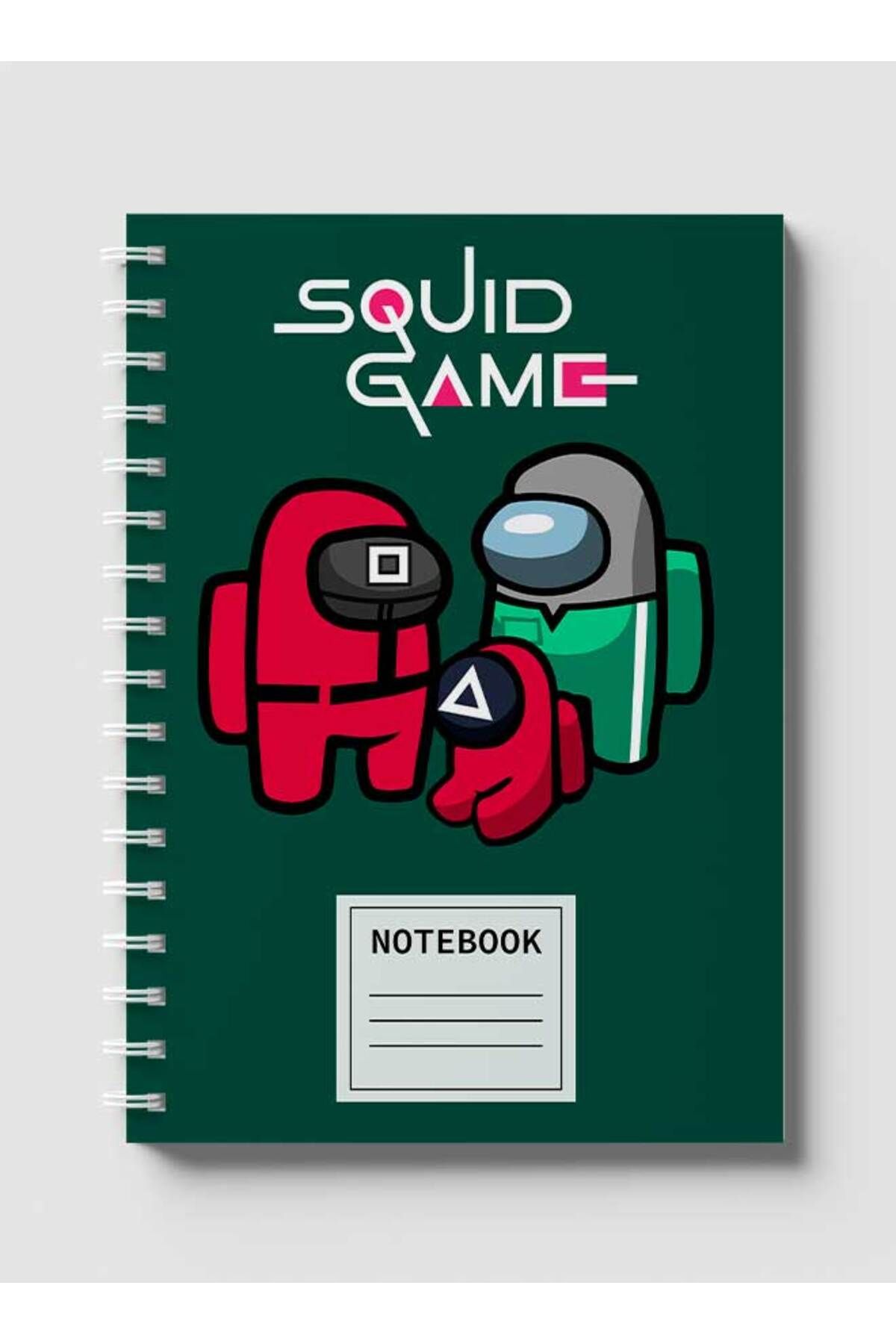 LOWHA-Spiral Notebook with Front and Back Hard Covers Featuring Doodle Squide Game Design 1