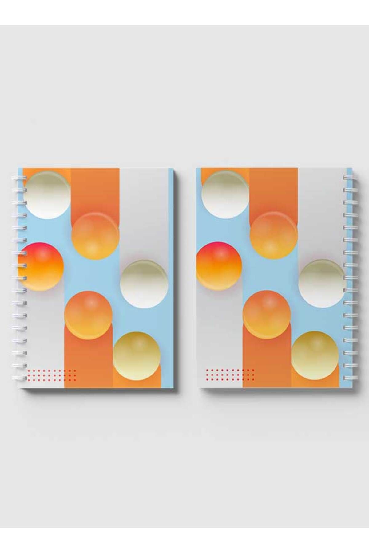 LOWHA-Spiral Notebook with Front and Back Hard Covers Featuring Circular Shapes & Gradient Design 4