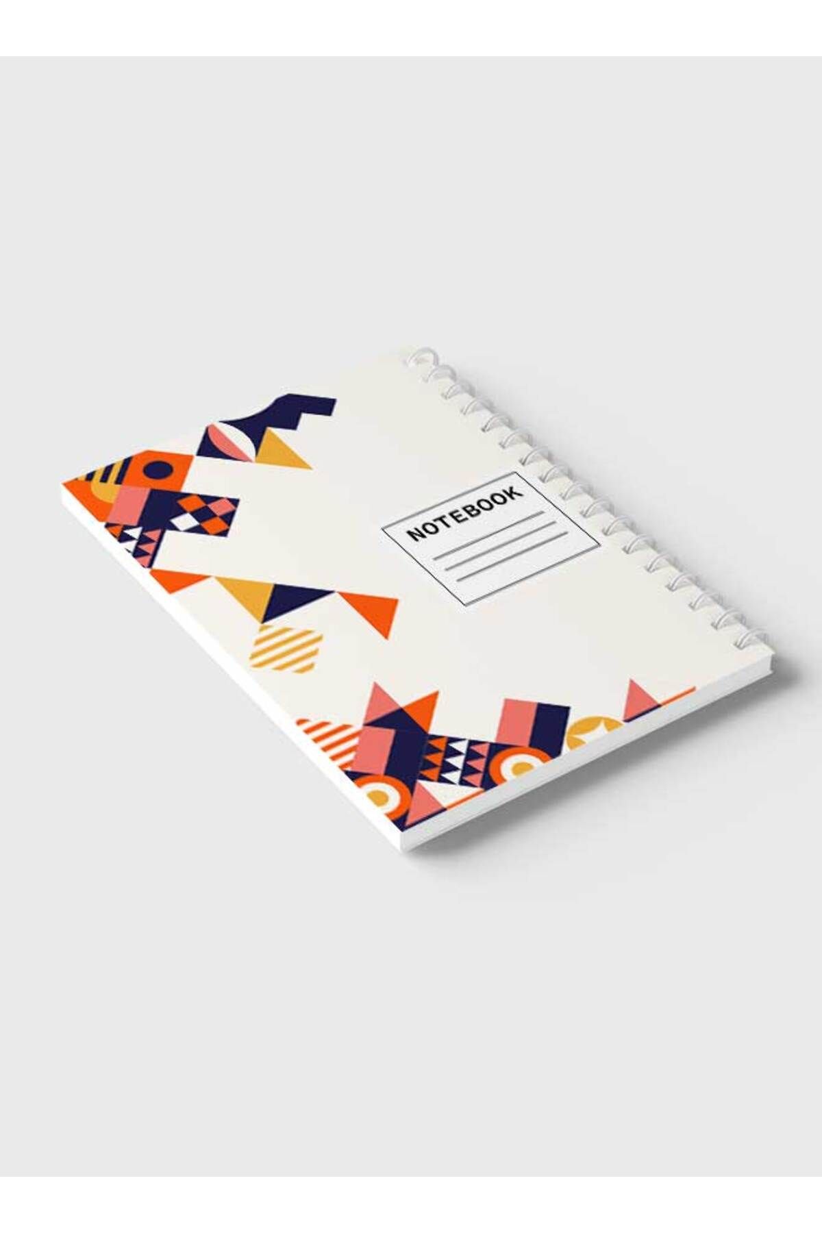 LOWHA-Spiral Notebook with Front and Back Hard Covers Featuring Flat Mosiac Design 6