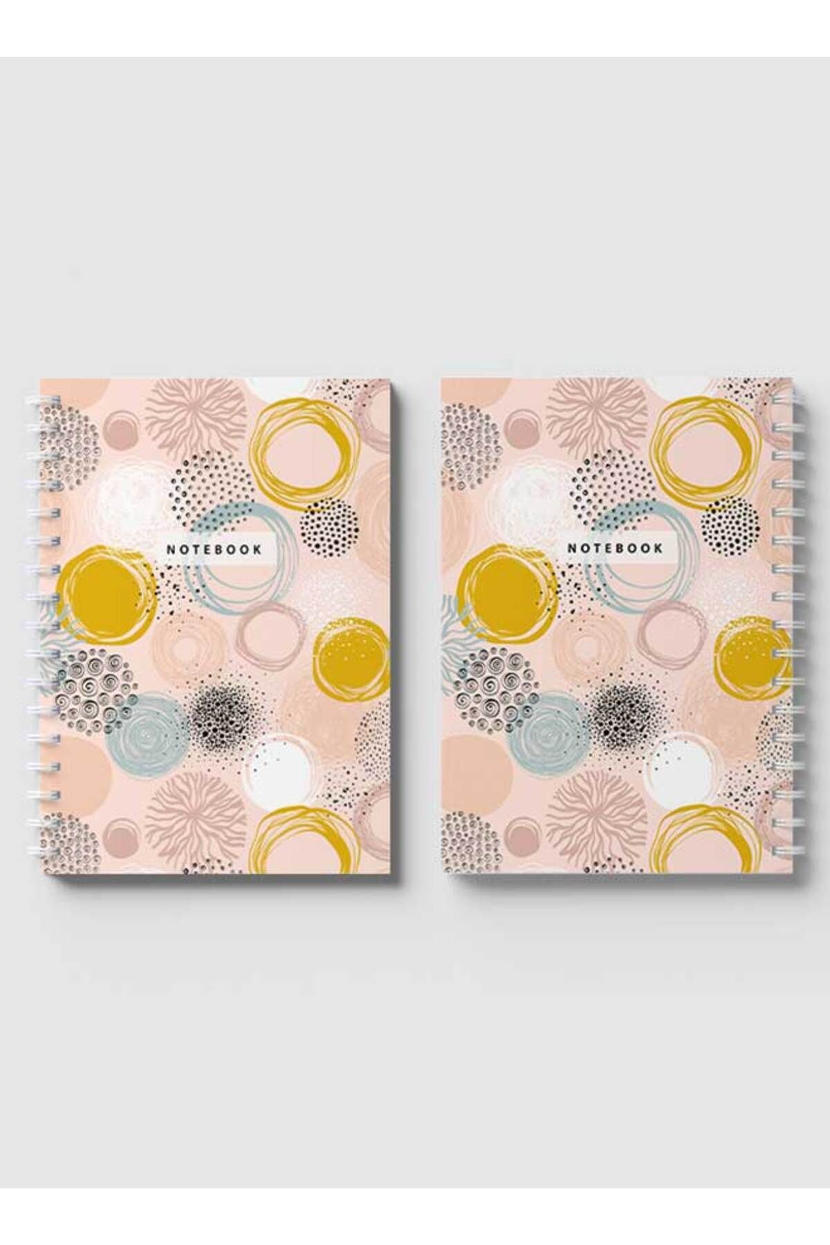 LOWHA-Spiral Notebook with Front and Back Hard Covers Featuring Abstract Shapes Design 4