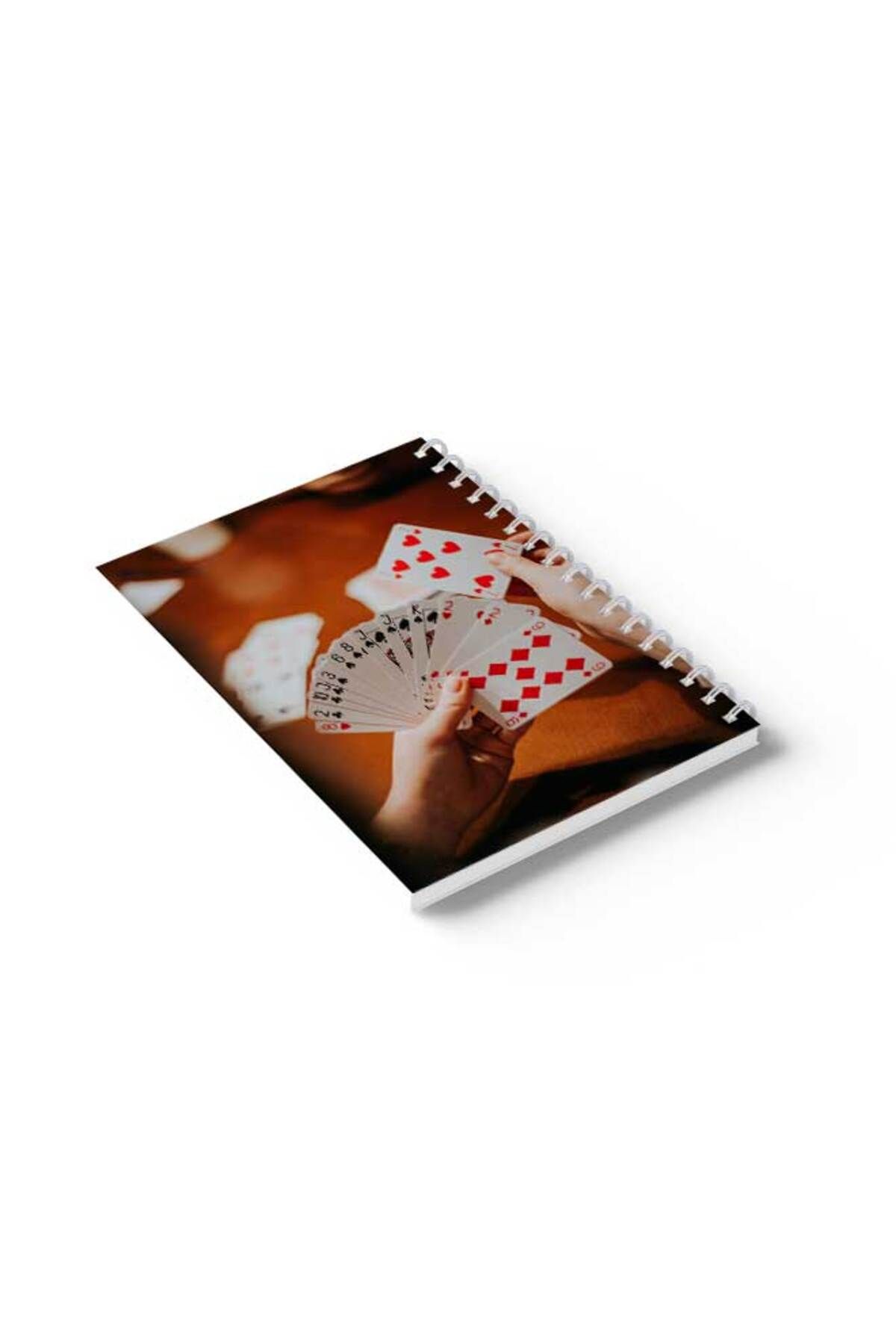 LOWHA-Spiral Notebook with Front and Back Hard Covers Featuring Playing Cards Design 6