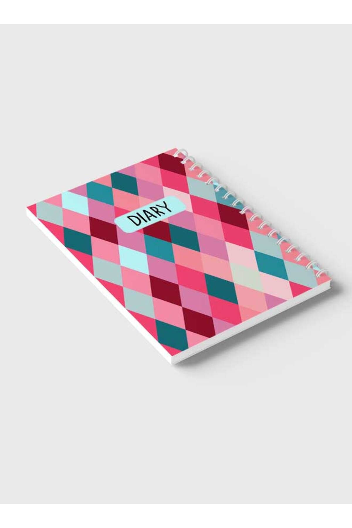 LOWHA-Spiral Notebook with Front and Back Hard Covers Featuring Seamlesss Rhombuses Design 6