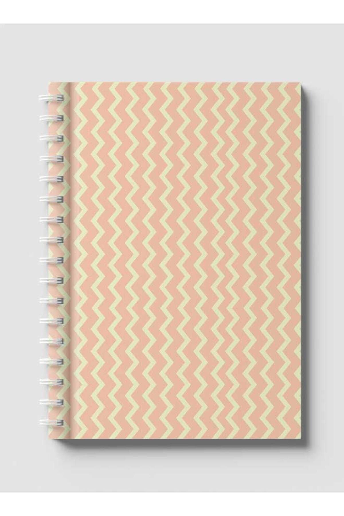 LOWHA-Spiral Notebook with Front and Back Hard Covers Featuring Abstract Zigzag Line Design 1
