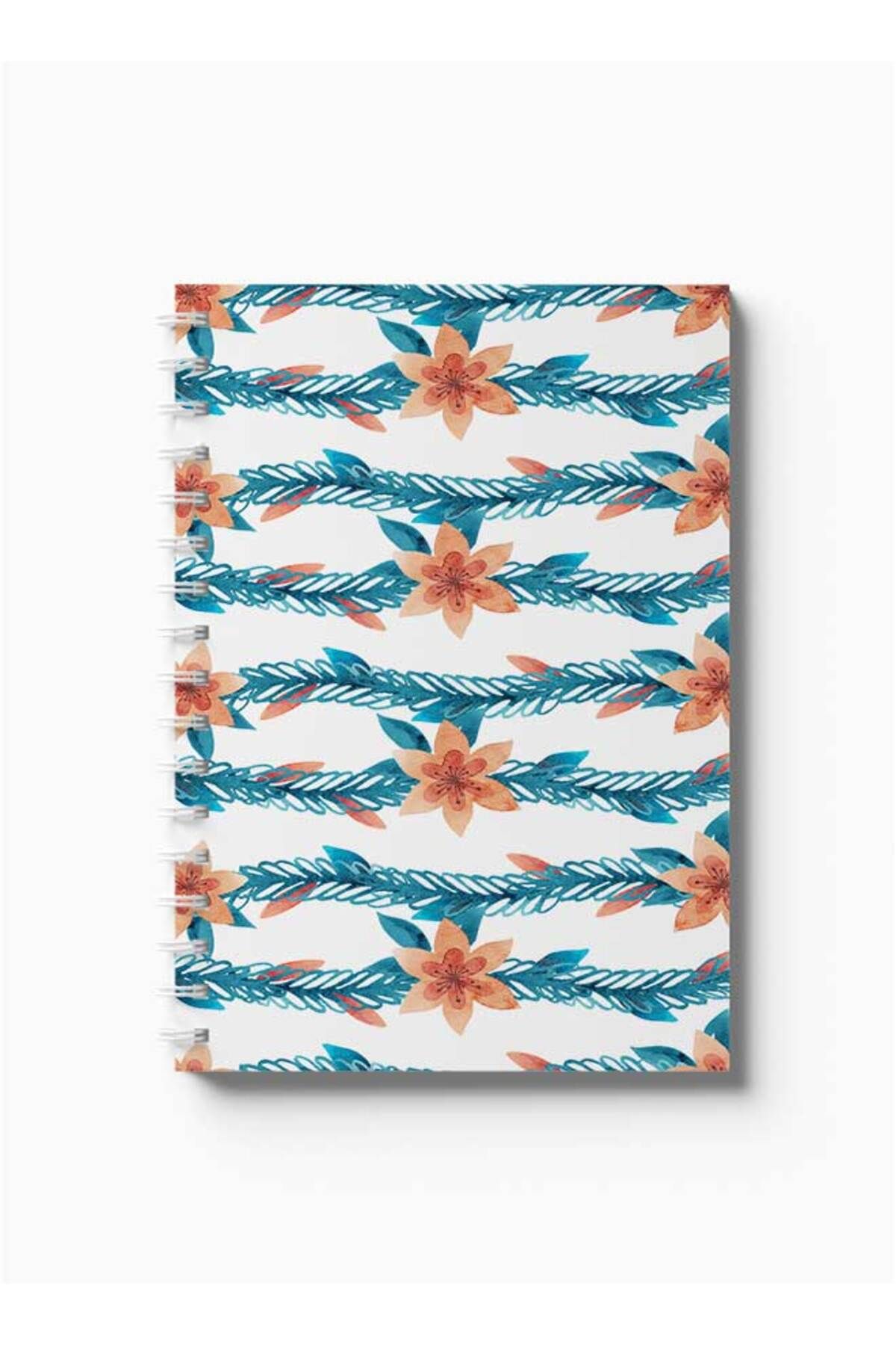 LOWHA-Spiral Notebook with Front and Back Hard Covers Featuring Floral Pattern Design 5