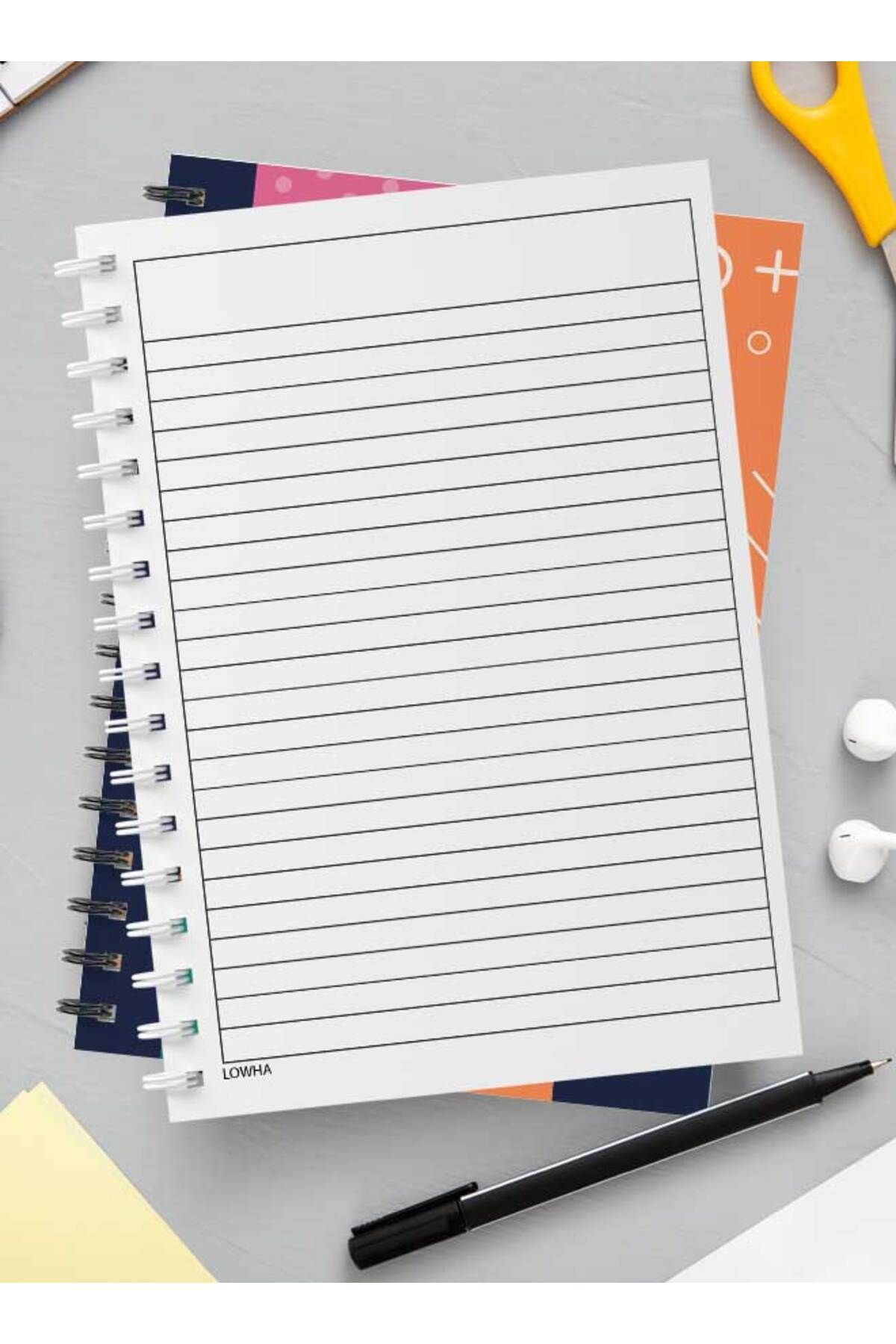 LOWHA-Spiral Notebook with Front and Back Hard Covers Featuring Abstract Geometric Design 3