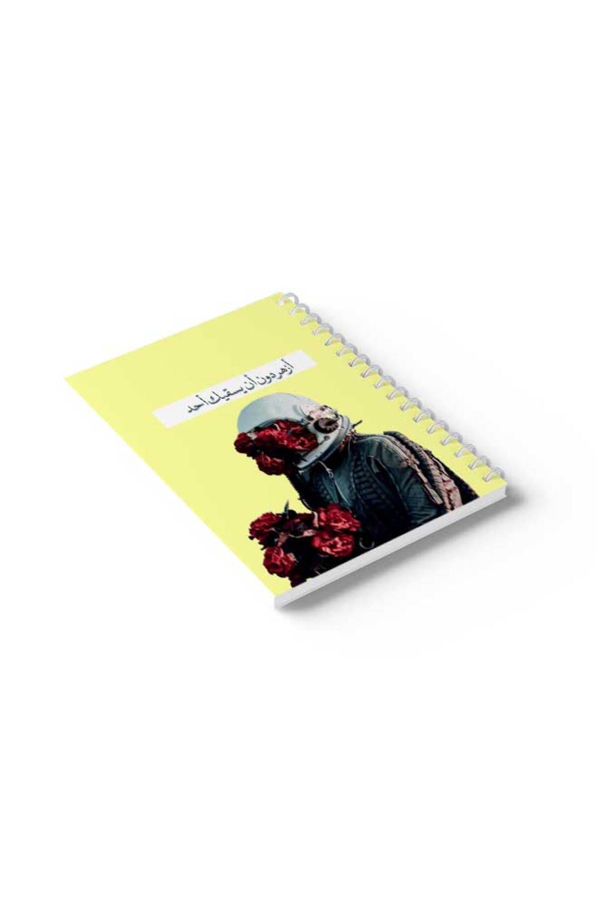 LOWHA-Spiral Notebook with Front and Back Hard Covers Featuring Astronaut with Flowers Design 6