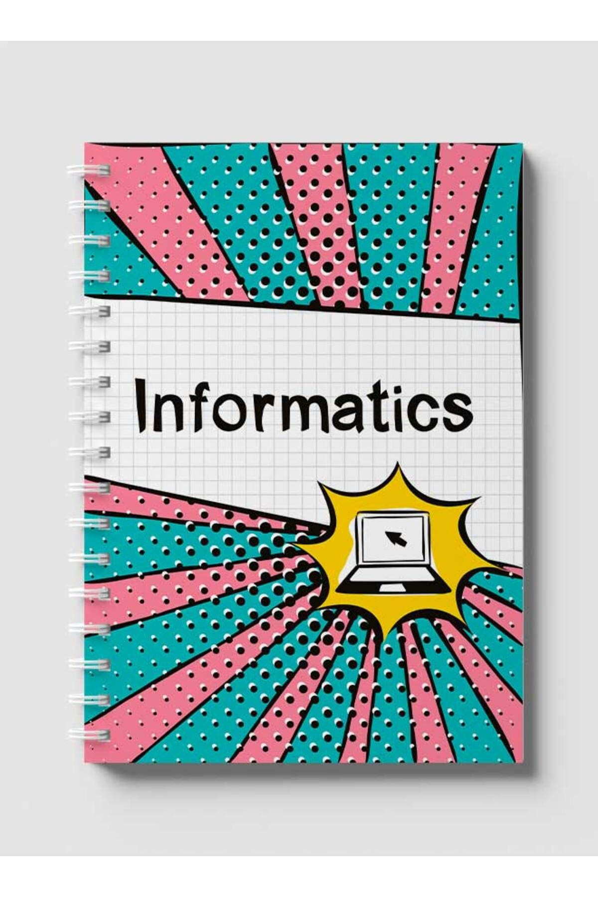 LOWHA-Spiral Notebook with Front and Back Hard Covers Featuring Informatics Design 1