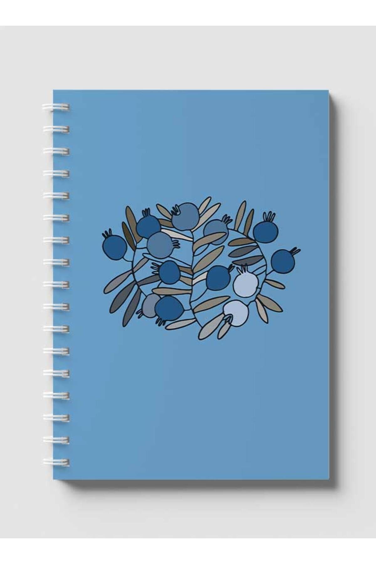 LOWHA-Spiral Notebook with Front and Back Hard Covers Featuring Pomegranates Branches Drawing Design 1