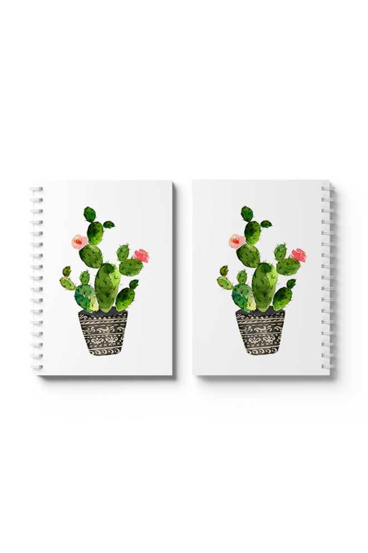 LOWHA-Spiral Notebook with Front and Back Hard Covers Featuring Cactus Design 4