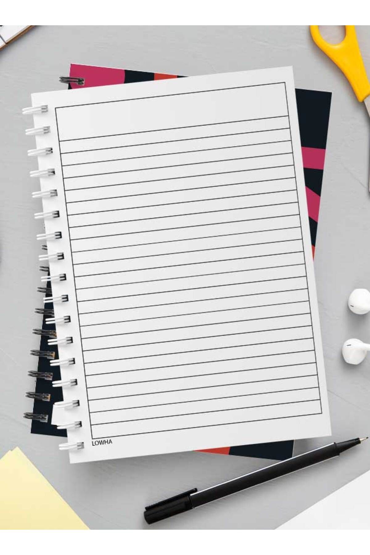 LOWHA-Spiral Notebook with Front and Back Hard Covers Featuring Modern Colored Shapes Design 3